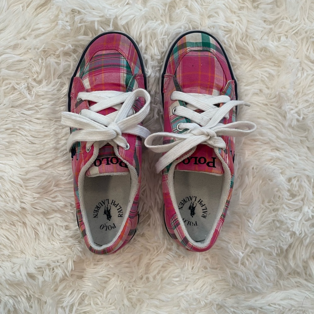 Polo Ralph Lauren Pink Plaid Canvas Sneakers — 3 Pairs Available!